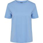 Blå Pieces Økologiske Bæredygtige T-shirts med rund hals i Bomuld med rund udskæring med korte ærmer Størrelse XL til Damer 