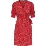 Røde Korte Pieces Wrap kjoler med Pufærmer med V-udskæring Størrelse XL til Damer 