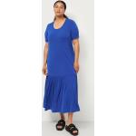 Blå Maxi Marina Rinaldi Sommer Plus size kortærmede kjoler i Jersey med rund udskæring med korte ærmer Størrelse 3 XL til Damer på udsalg 
