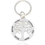 Sølvfarvede Nøgleringe med Livets træ i Træ med indgravering til Herrer på udsalg 
