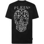 Sorte Philipp Plein T-shirts med rund hals i Jersey med Rhinesten Størrelse 3 XL til Herrer 
