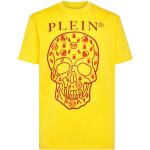 Gule Philipp Plein T-shirts med rund hals i Jersey med Rhinesten Størrelse 3 XL til Herrer 