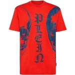 Røde Philipp Plein T-shirts med rund hals i Jersey med Rhinesten Størrelse 3 XL til Herrer 