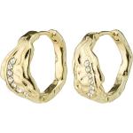 "Pia Organic Shape Crystal Hoop Earrings Gold-Plated Accessories Jewellery Earrings Hoops Gold Pilgrim"