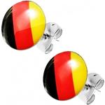 Piersando Stud Earrings Flag Football European Championship & World Cup Country Flag Fan Item Country Flag Jewellery Men Women Germany Black Red Gold