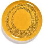 Plate L Yellow-Dots Black Feast By Ottolenghi Set/2 Home Tableware Plates Dinner Plates Yellow Serax
