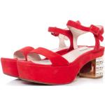 Røde Vintage Miu Miu Sommer Plateau sandaler Størrelse 38.5 til Damer 