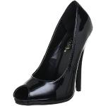 PleaserUSA Womens High Heels Open Toe Pumps Domina-212 black patent Size 2.5 UK