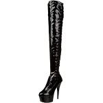 PleaserUSA Womens Platform Overknee Boots Delight-3050 black patent Size 8.5 UK