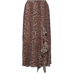Pleated Georgette Designers Pleated Skirts Brown Ganni