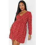 Røde Wrap kjoler Størrelse 3 XL med Blomstermønster til Damer 