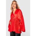Røde Bluser i Satin Størrelse 3 XL til Damer 