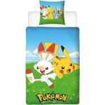 Pokemon sengetøj - 140x200 cm - Pikachu og Scorbunny - 2 i 1 sengesæt - Dynebetræk i 100% bomuld