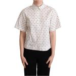 Hvide Dolce & Gabbana Dameskjorter i Bomuld Størrelse XL med Prikker på udsalg 