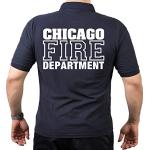 Poloshirt Chicago Fire Dept. Maltese Cross, Front And Back Lettering blue navy Size:L