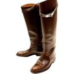 Brune Vintage Hermès Læderstøvler i Læder Hælhøjde op til 3 cm Størrelse 36 til Damer 