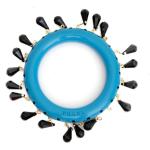 Pre-owned Blue Plastic Bangle with Decorative Black Beads and Crystals