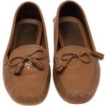 Lysebrune Vintage Prada Loafers i Læder Størrelse 38.5 til Damer 