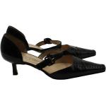 Sorte Vintage Manolo Blahnik Højhælede sko i Læder Kitten hæle Størrelse 37.5 til Damer 