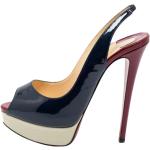 Blå Vintage Christian Louboutin Sommer Slingback sandaler i Laklæder Størrelse 38.5 til Damer 