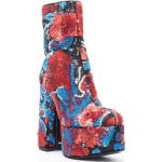 Vintage Saint Laurent Paris Læderstøvler med Palietter blokhæle Hælhøjde over 9 cm Størrelse 38 med Blomstermønster til Damer 