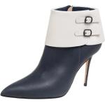 Blå Vintage Manolo Blahnik Læderstøvler i Læder Med lynlåse Størrelse 36 til Damer 