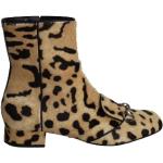 Flerfarvede Vintage Gucci Læderstøvler i Kalvelæder Størrelse 38.5 med Leopard til Damer 