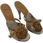 Brune Dior Sommer Sandaler med kilehæl i Satin med rem Størrelse 38 med Blomstermønster til Damer 