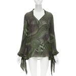 Grønne Vintage Givenchy Sommer Toppe i Silke med V-udskæring Størrelse XL til Damer 
