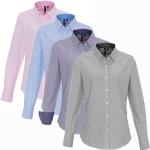 Grå Premier Langærmede skjorter i Bomuld Størrelse XL med Striber til Herrer 