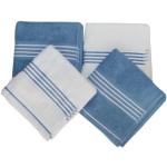 Premium Terry Towel Wash Mitt, Guest Towel, Hand Towel or Bath Towel White/Blue with a Coloured Border, Cotton, 70 x 140 cm