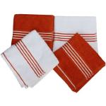 Premium Terry Towel Wash Mitt, Guest Towel, Hand Towel or Bath Towel White/Terracotta with a Coloured Border, Cotton, 50x100 cm