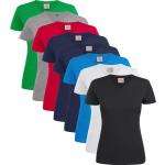Blå Bæredygtige T-shirts med v-hals i Bomuld med Øko-Tex med V-udskæring Størrelse XL til Damer på udsalg 