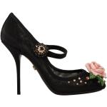 Sorte Dolce & Gabbana Mary Jane pumps med Blomster i Læder Stilethæle Størrelse 39 med Blomstermønster til Damer på udsalg 