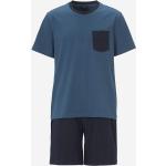 Blå Økologiske Bæredygtige Pyjamas i Bomuld med korte ærmer Størrelse XL til Herrer 