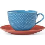 Rhombe Color Tekop M. Underkop 39 Cl Blå/Terracotta Home Tableware Cups & Mugs Tea Cups Blue Lyngby Porcelæn