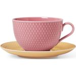 Rhombe Color Tekop M. Underkop 39 Cl Rosa/Sand Home Tableware Cups & Mugs Tea Cups Pink Lyngby Porcelæn
