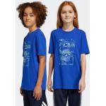 Blå Sporty adidas T-shirts med print til børn i Jersey Størrelse 140 på udsalg 