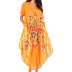 Orange Sommer Sommerkjoler Størrelse XL med Blomstermønster til Damer 