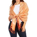 Orange Sommer Sjaler med Frynser Størrelse XL med Paisley til Damer 