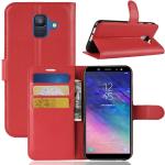 Røde Elegant Mobilpung Samsung Galaxy A6 covers 2018 i Læder på udsalg 