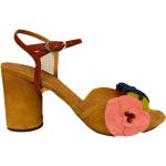 Gule Chie Mihara Sommer Sandaler med hæl med Blomster med Perler blokhæle Hælhøjde 7 - 9 cm Størrelse 37 Foret med Blomstermønster til Damer 