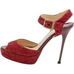 Røde Vintage Jimmy Choo Sommer Plateau sandaler med Glitter Størrelse 37.5 til Damer 