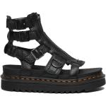 Sorte Klassiske Dr. Martens Sommer Gladiator sandaler i Læder Kilehæle Med lynlåse Størrelse 40 til Damer på udsalg 