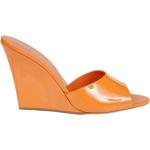 Orange Sommer Sandaler med kilehæl i Læder Kilehæle Med elastik med peep toe Størrelse 38.5 til Damer på udsalg 