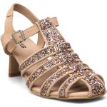 Flerfarvede Angulus Sommer Sandaler med hæl med Glitter blokhæle til Damer på udsalg 