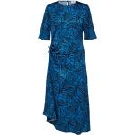 Blå Elegant Selected Festkjoler i Satin Asymmetrisk Størrelse XL med Dyreprint til Damer på udsalg 