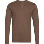 Brune Solid Langærmede t-shirts Størrelse XL 