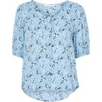 Blå Selected Femme Kortærmede skjorter med korte ærmer Størrelse XL til Damer på udsalg 