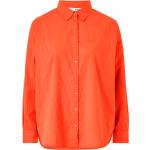 Orange Selected Femme Økologiske Bæredygtige Langærmede skjorter i Bomuld Størrelse XL med Striber til Damer 